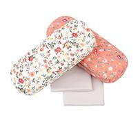 2Pcs Floral fundas de gafas, Rosa blanco funda gafas rigida, funda gafas de sol, estuche de gafas de sol antiarañazos para Mujeres Grils