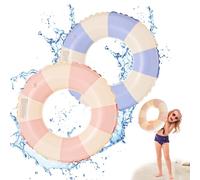 2Pcs Flotadores Piscina Anillos de Natación, Vintage a Rayas Flotador Inflable Donuts Piscina Flotador Niño Anillo de Goma Flotante para Flotadores de Fiesta de Verano en la Playa