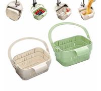 2pcs Foldable Hanging Sink Drain Basket,Sink Strainer Basket,Stretchable Kitchen Colander,No-Drill Removable Sink Filter,Faucet Storage Rack Draining for food scraps Fruits Vegetables，g+b