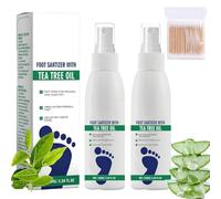 2Pcs Foot Sanitizer Spray With Tea Tree Oil,Contains Natural Tea Tree Oil And Aloe Vera,Clear Foot Sanitizer Spray,Quick Antiperspirant To Remove Odor And Improve Perspiration