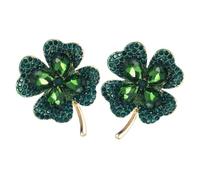 2pcs Four Leaf Pin Jewelry Novelty Badge Decor Cloak Accessory Accessories Brooches Small Fragrant Wind Corsage Gold Earrings for Women Metal