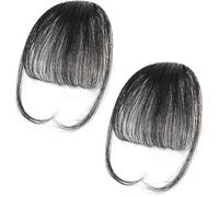 2Pcs Fragelles Clip in Bangs, Fragelles Hair Bangs, Clip on Bangs for Women, Seamless 3D Clip-in Bangs Hair Extensions, Fragelles Clip on Bangs for Women's Hair for Daily Wear (Natural black)