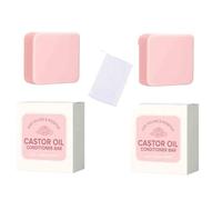 2PCS Frizz Control Shampoo Bar With Castor Oil, Solid Conditioner Soap Strengthen Roots & Hydrating Nourish, For Curly Dry Hair