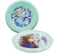 2Pcs Frozen Kids Plate & 350ml Bowl Set, BPA Free Reusable Plastic Snack Dinnerware for Toddlers, Cartoon Character Elsa & Anna Design, Lightweight, Gift for Girls, Age 3+, Dishwasher Safe