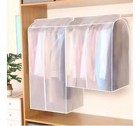 2PCS Funda impermeable con cremallera 3D para ropa de almacenamiento de ropa para armario, bolsas de trajes, perchas de armario, funda de ropa,