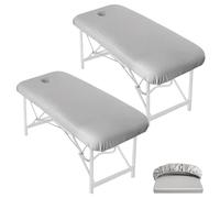 2pcs Funda para Camilla de Masaje con Orificio Facial 70 x 190 x 12 cm Lavables Transpirables Sábana Ajustable para Camilla Estética SPA Terapia Gris
