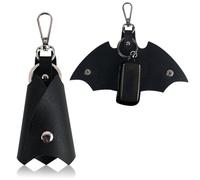 2pcs funda para llaves de piel sintética,Llavero Moto Batman, Organizador De Llaves De Bolsillo, funda para llaves de piel sintética de Batman, llavero de murciélago, llavero de cuero para coche
