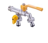 2pcs Garden 1/2'' 3/4'' Water Faucet Splitter 1-Way 2-Way Connector Coupling Adapter Valve Switch Irrigation Tap Replace Para Jardín
