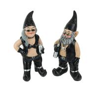 2Pcs Garden GNOME Statues Hand Painted Weather Resistant Resin Decor | Weatherproof resin figurines, fine hand-painted craft, cute biker set for lawn patio outdoor garden decoration