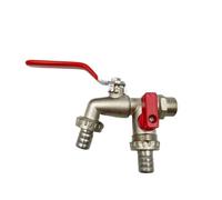 2pcs Garden Tools Brass Water Faucet 1/2" Outside & Inside Easy Turn On/Off Lever Handle Watering Supply Taps Ball Valve Para Jardín(Red)