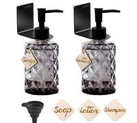 2pcs Glass Jabón Dispensador de Pared,Vintage Jabón Dispensador Negro,330ml Jabón de Mano Lavavajillas Líquido Dispensador de Jabón para Baño Cocina