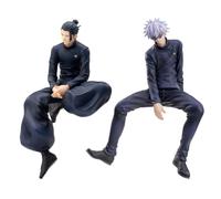 2Pcs gojo y Geto Figura Estatua de PVC satoru gojo Figura Suguru Geto posición sentada Figura Modelo Adornos de Escritorio, 14cm