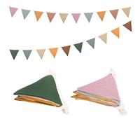 2pcs Guirnalda de Banderines para Habitación Infantil 2.6 m Guirnaldas de Muselina de Algodón Banderines Fiesta de Tela de Algodón Lavable para Decorar la Habitación de Los Niños Fiesta de Cumpleaños