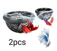 2pcs Hamaca Flotante para Peces y en Cueva, Decoraciones para Acuario, Comedero Multifuncional, Cama para Descansar, Adecuado para Peces , Camarones y Pequeños Peces (Negro)