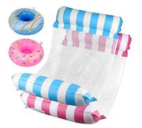 2Pcs Hamaca Inflable Acuática, Hamaca Multiusos Para Piscina, Balsas Flotantes Ligeras A Rayas, Cama De Baño De Secado Rápido, Silla Inflable Portátil, Balsa Plegable De Verano Para Piscina Lago Playa