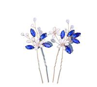 2Pcs Handmade Crystal Pearls Hairpins Flower Hairbands For Women Bride Wedding Hair Accessories More Color Rhinestone Clips(Color1)