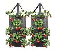 2PCS Hanging Strawberry Grow Bags - 3 Gallon Felt Vertical Planter Bags 22x38CM Breathable Fabric Pots For Balcony Patio Tomato Carrot Pepper Flower And Strawberry Gardening