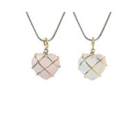 2pcs Heart Crystal Pendant Jewelry Cute Birth Stone Heart Necklace Girls Diamond Castle Necklace