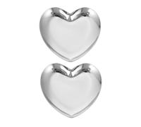 2pcs Heart Shaped Jewelry Box Set Stainless Steel Organizer Dish for Rings Earrings Storage