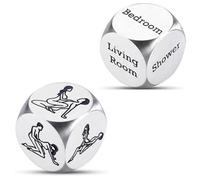 2PCS Hexahedron Dices Boyfriend Day Gifts from Girlfriend Stuffers for Women Love Decision Dice for Couple - Silver Stainless Steel Dice - Position Dices Adult Party Gifts for Husband Wife