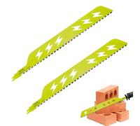 2PCS Hoja de Sierra, Sierra Sable Para Cortar Ladrillos, Hormigón Celular/Poroso, Paneles Compuestos De Cemento, Dentado de Carburo + Carburo De Tungsteno, Reducción Del Polvo (Amarillo 455mm)