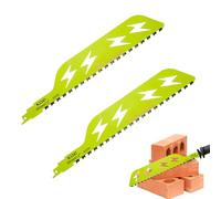 2PCS Hoja de Sierra, Sierra Sable Para Cortar Ladrillos, Hormigón Celular/Poroso, Paneles Compuestos De Cemento, Dentado de Carburo + Carburo De Tungsteno, Reducción Del Polvo (Amarillo 305mm)