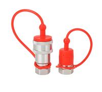 2pcs Hydraulic Quick Coupler, 1/2in NPT Thread ISO 7241 A Hydraulic Quick Connect Fittings with Dust Caps for Construction and Farm Equipment