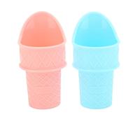 2PCS Ice Cream Cone Scoop, Reusable PP Ice Cream Holder Frozen Treat Snow Cone Rack for Party Pink Blue