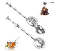 2Pcs Infusor Bola de Te 5cm Acero Inoxidable 304 Doble Cara y Media Cara Filtro de Té Coladores de Té 18cm con Mango Telescópico para Tazas Altas para Tés Sueltos/Especias/Cacao/Azúcar Glas/Repostería