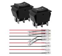 2PCS Interruptor Basculante 12V 6 Pines 3 Posiciones Interruptor de Palanca Inversor de Polaridad Momentáneo 12V 16A AC125V-250V DPDT, Interruptores Basculantes con Cable para Motor DC