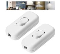 2Pcs Interruptor Torpedo, Interruptor pasante aereo unipolar lampara, AC 250V 2 AInterruptor de Paso unipolar Apto para lámpara sobremesa (Blanco)