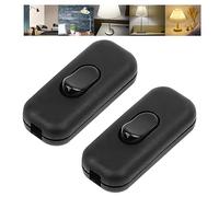 2Pcs Interruptor Torpedo, Interruptor pasante aereo unipolar lampara, AC 250V 2 AInterruptor de Paso unipolar Apto para lámpara sobremesa (Negro)