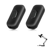 2PCS Interruptores Torpedo Negros, Interruptor Bipolar, 6A 250V, Interruptor Lampara Escritorio y Noche, Diseño Compacto, Fácil Instalación sin Soldadura, Apto para Cables de 2 y 3 Hilos