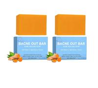 2pcs Jabón Limpiador Para El Acné Corporal - 100g Jabón En Barra Bacne Out Con Cúrcuma, Vitamina C Y Alfa Arbutina, JabónReparador Limpiador Iluminador Para El Acné En Espalda, Rostro, Pecho Hombros