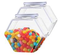 2pcs Jares Dulces de plástico con Tapas 4300ml Grandes frascos de Almacenamiento de plástico Sellado de Boca Ancha y Hexagonal con Tapas para bocadillos, golosinas para Perros, Manualidades y suminis