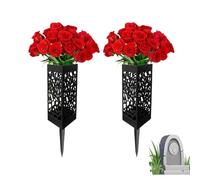2PCS Jarrones del Cementerio, jarrón de la Flor de la Piedra Tumba con Picos y Agujeros de Drenaje Decoraciones del Cementerio conmemorativas para la decoración del Cementerio