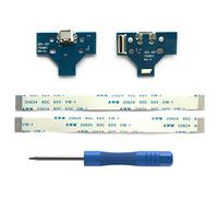 2PCs JDS-001 Replacement Placa Controlador Conectores de Carga Micro USB para Mando PS4, Tarjeta Micro del Cargador de Batería del USB Parte Adaptador, Flex Cable - PlayStation DualShock Controller