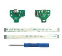 2PCs JDS-011 Replacement Placa Controlador Conectores de Carga Micro USB para Mando PS4, Tarjeta Micro del Cargador de Batería del USB Parte Adaptador, Flex Cable - PlayStation DualShock Controller