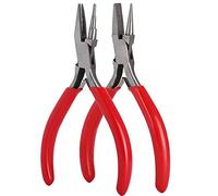2Pcs Jewelry Making Pliers Set, Mini Hand - Made Pliers with Rubber Grip, Stainless Steel Wire Cutter and Round Nose Pliers for Beading, Crafting and DIY Repair