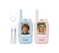 2PCS Juguetes Vídeo Walkie Talkie Niños, Recargable Walkie Talkie con Cámara HD, WiFi Integrado, Cambiador Voz Y Pantalla, Ideales para Niños Y Niñas 3 a 12 Años