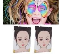 2pcs Kids Face Painting Exercise Board Reusable Face Painting Exercise Template Washable Makeup Stencil Face Painting Effect Display Board for Beginner (Girl Frontal Face)