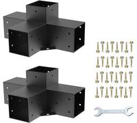 2PCS Kit de Soporte de Pérgola 4"x4" (10x10 cm) Soporte para Postes de Maderas 2 Soportes de Esquina de 4 Vías Postes de Madera Hardware de Bricolaje para Cenadores, Pérgolas de Patio, Cabañas