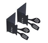 2Pcs Kitchen Utensil Themed Bookends Black Metal Desk Book Organiser Rustproof For Notebook Magazine Folder Creative For Shelves
