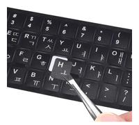 2PCS Korean Keyboard Stickers Keyboard Letter Stickers Black Background with White Lettering Keyboard Letters Replacement Stickers for Com