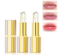 2PCS Labial que Cambio de Color con el PH, Hidratante 24 Horas de Duración | BálsamoLabial Dorado Transparente, Bálsamo Labial Adaptativo al pH, sin Transferencia, Temperature Lip Balm