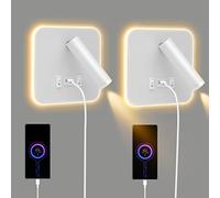 2pcs Lámpara de Pared LED, 12W Moderno Aplique de LED Luz de Lectura de Giratoria, 3000K Luz de Lectura Junto Cama con Puerto de Carga USB e Interruptor, Luces de Pared de Pasillo