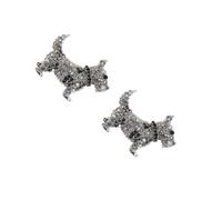 2pcs Lapel Pins Small Brooch Happy New Year Pin Bling Dog for Women Pet Souvenir Animal Jewelry Silver Alloy