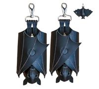 2pcs Leather Bat CIN Purse, Gothic Realistic Handmade Folding Bat Wallet with Zipper Pocket - CIN Purse, Cash Change Wallet, Keychain, Money Pouch,for Men and Women, Portable Mini Wallets