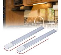 2Pcs LED Barra de Luz Interior del Coche, 12V LED Tiras Luces para Automóvil, Luce LED Coche Interior con Interruptor para Autocaravanas, Vehículos, Caravana, Camper, Barco, Gabinetes