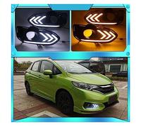 2pcs LED DRL Daytime Running Lights Daylight Fog Lamp Cover With Turn Signal Compatible With Jazz Fit 2018 2019(White and yellow)